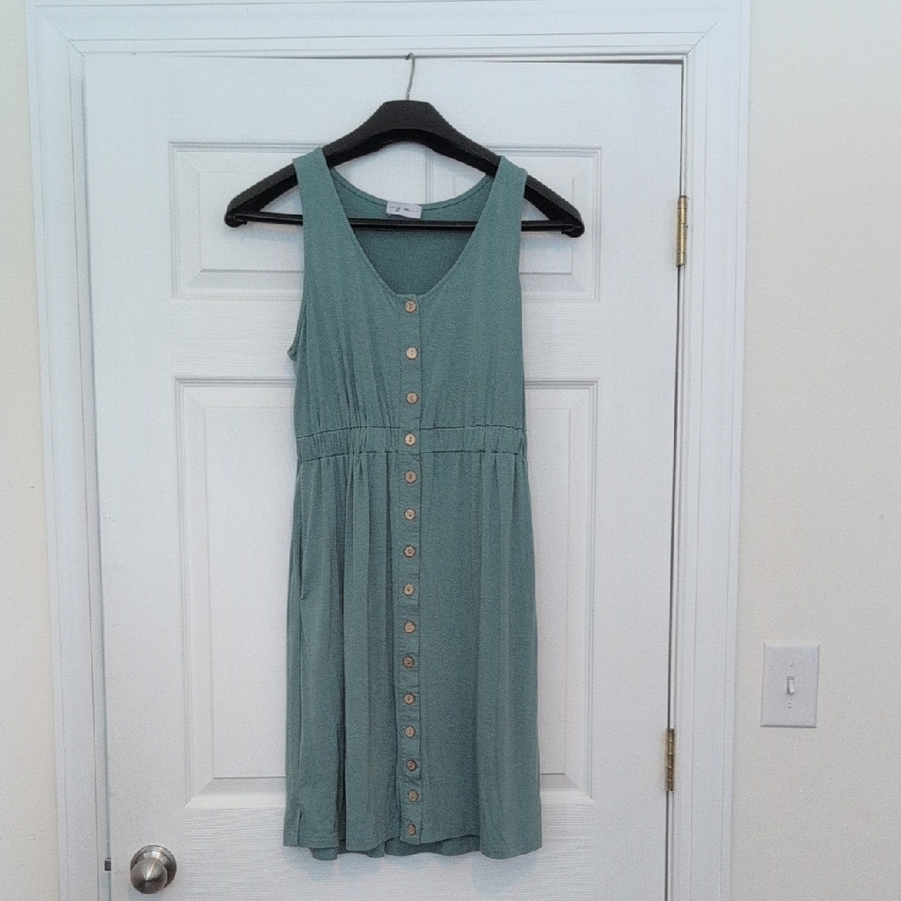 Chic Sleeveless Teal Button-Front Midi Dress